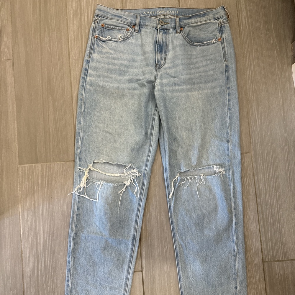 Women's Light Blue Distressed Jeans